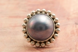 Artie Yellowhorse Genuine Mabe Pearl Sterling Silver Native American Ring